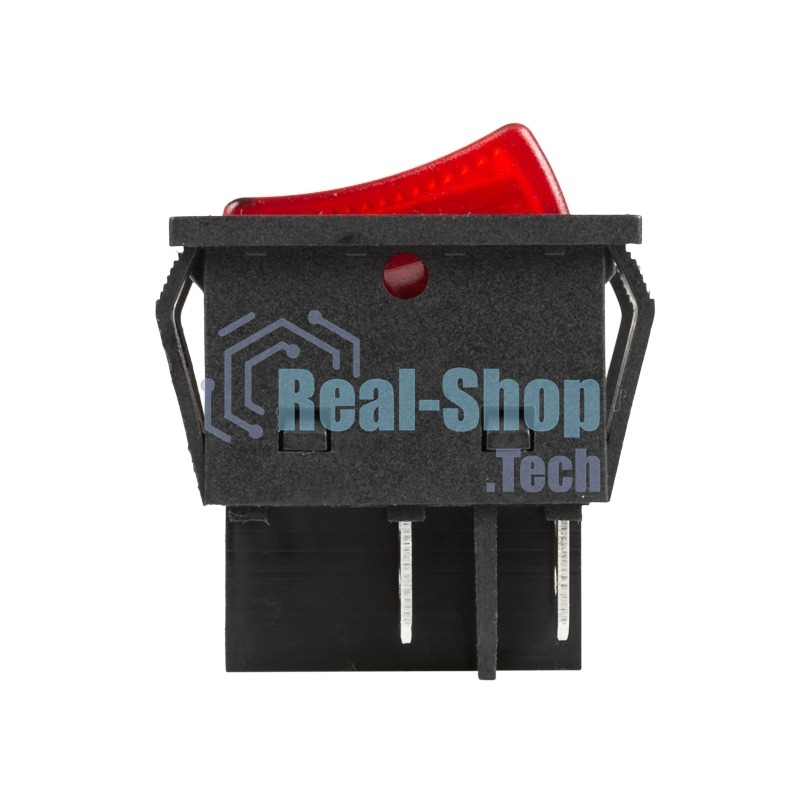 Выключатель клавишный Rexant 250V 30А (4с) ON-OFF красный с подсветкой