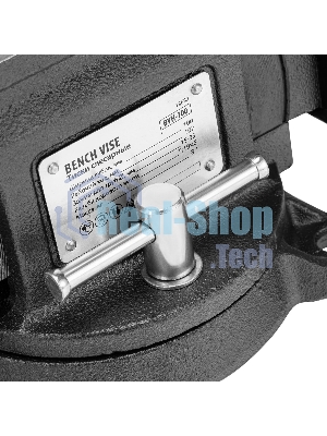 Тиски слесарные Denzel BVH-100 100 мм, поворотные, стальная направляющая, с наковальней