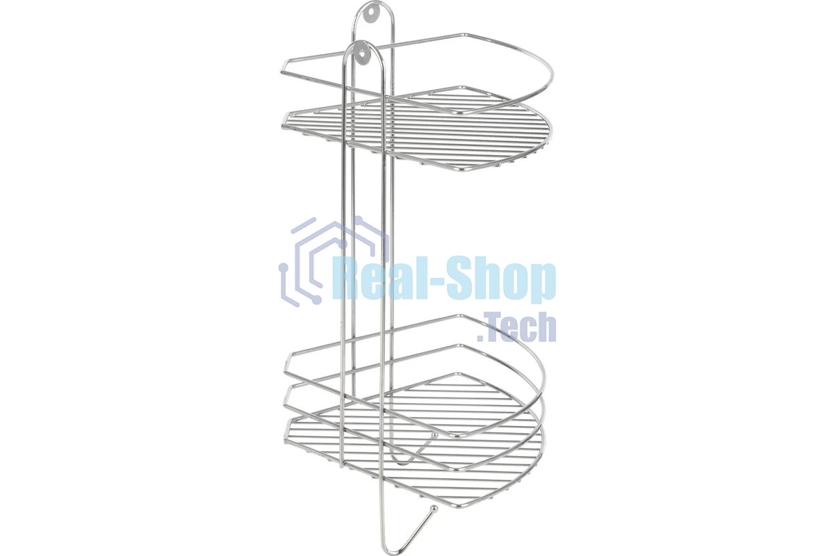 Полка угловая двухъярусная РЫЖИЙ КОТ Vento Plus 23*23*41,5 см хром (310848)