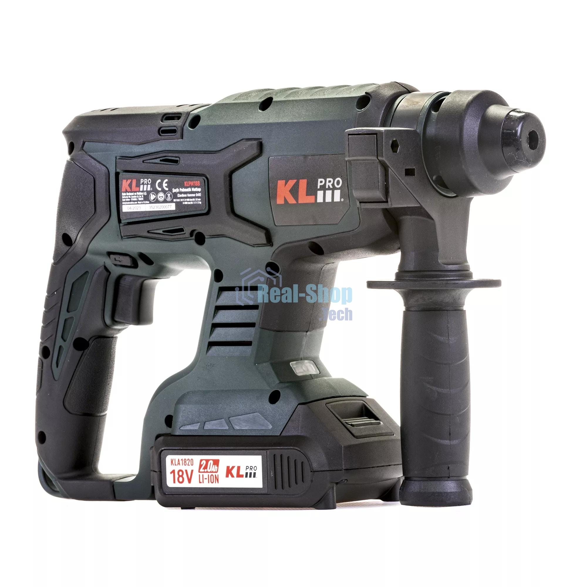 Профессиональный бесщеточный перфоратор аккумуляторный KLPRO KLPM18B-20 (18В, Li-ion-2шт, 2.0А·ч, 1,7Дж, SDS-plus, З/У,сумка)