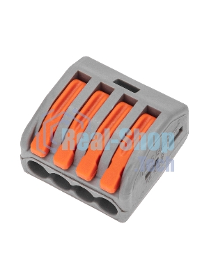 Универсальная клемма Rexant СМК 222-414, 4-проводная серая 0,08-2,5/4 мм² (50 шт/уп)