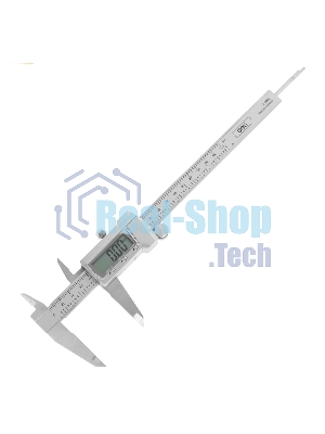 Электронный штангенциркуль Deli DL91200 200мм, метрическая/дюймовая конвертация, нержавеющая сталь, 3 кнопочное управление, светодиодный дисплей, 1,5В SR44.
