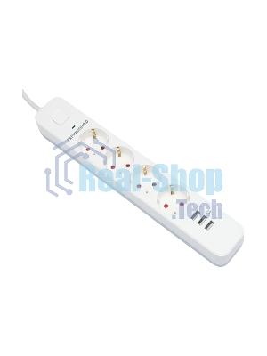 Сетевой фильтр Гарнизон 2.0 Мультипорт EPS-4-U3-W-4, 4 р, 10А, 3xUSB, 4 м, ур.защиты 2+, белый, пакет