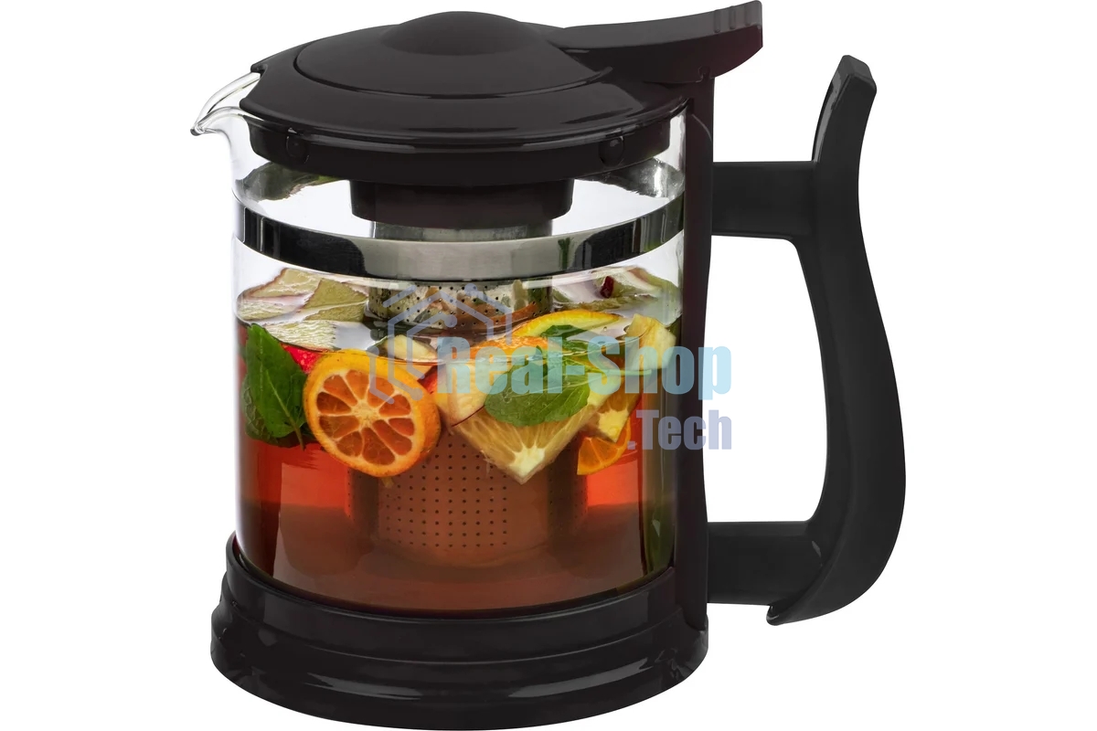 Чайник заварочный MALLONY Fabriano, объем 1,6 л, стеклянный, ручка/крышка/дно из полипропилена, черный (910130)