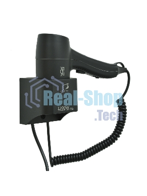 Фен для волос настенный Puff 1205Bl, черный, 1,2 кВт