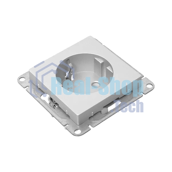 Механизм розетки EKF UP1-SOA-110 16А, с заземлением, без шторок, алюминий Эпика