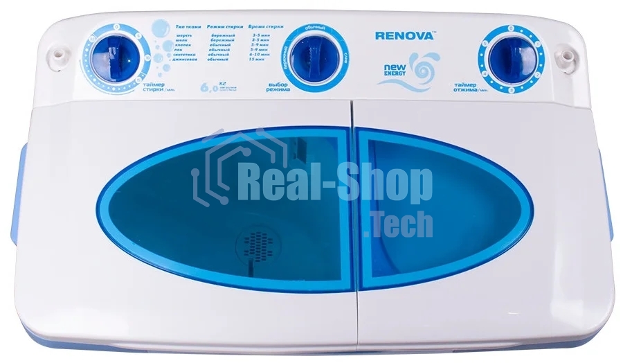 Стиральная машина Renova WS-60PT/РЕТ белый/голубой, загрузка вертикальная 4.5 кг, 1350 об/мин, класс: А+