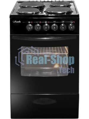 Плита электрическая Лысьва ЭП 411 МС черный, конфорок 4 шт, духовка 57 л, 50 см x 84 см x 60 см (без крышки)