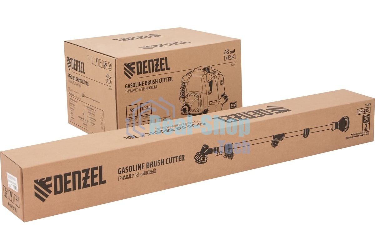Триммер бензиновый Denzel DR-43S, 43 см3, разъемная штанга, состоит из 2 частей