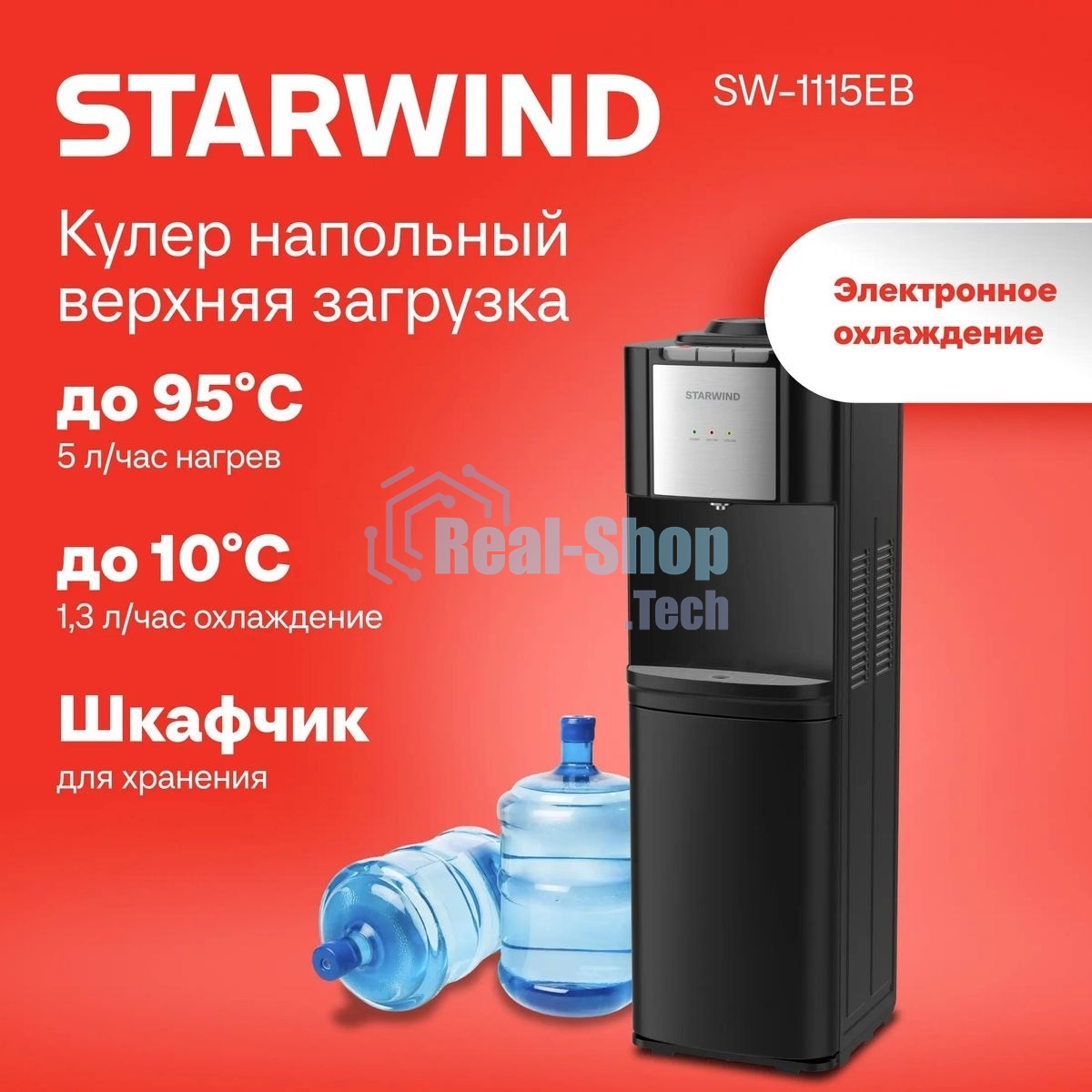 Кулер Starwind SW-1115EB напольный электронный черный