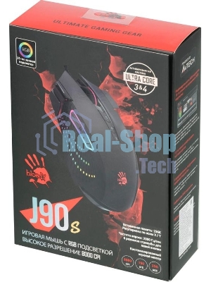 Мышь проводная A4Tech Bloody J90s черный, 8000 dpi, USB, кнопки - 12