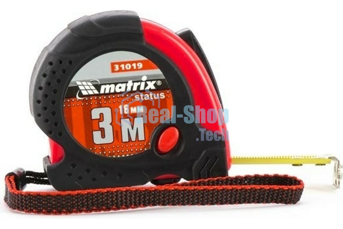 Рулетка Matrix status magnet fixation 3 мх16мм обрезиненный корпус зацеп с магнитом