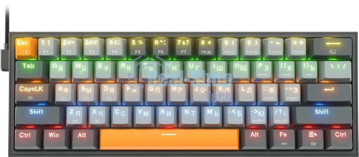 Клавиатура Redragon Fizz проводная, USB Type-A, серый