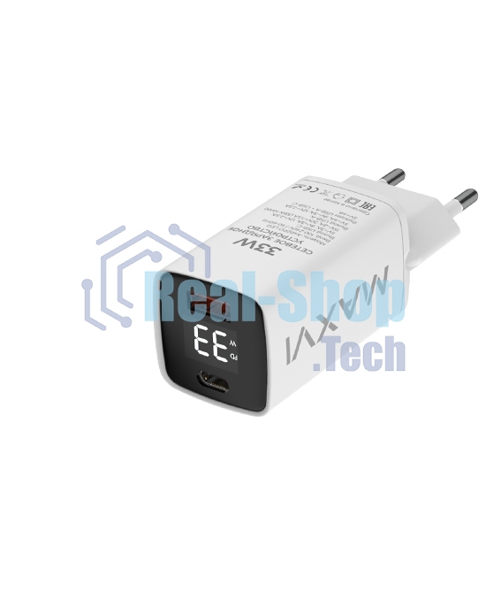 Сетевое зарядное устройство Maxvi A402PD LED 33W, 1xUSB-A, 1xUSB-C, белый