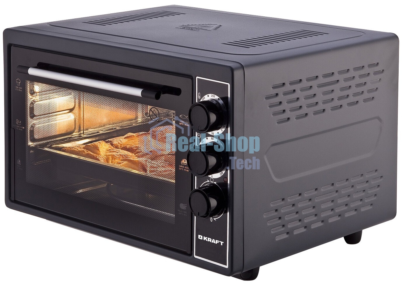 Мини-печь Kraft KF-MO3801BL, черный, 38 л.