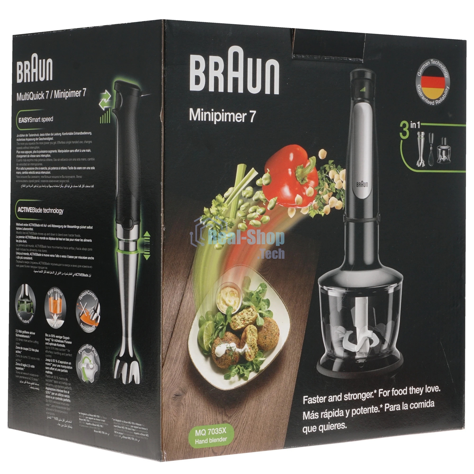 Блендер погружной Braun MQ7035 черный, 1000 Вт, плавная регулировка, турбо