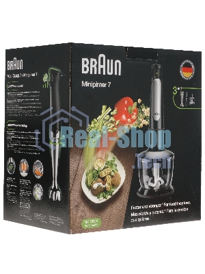 Блендер погружной Braun MQ7035 черный, 1000 Вт, плавная регулировка, турбо