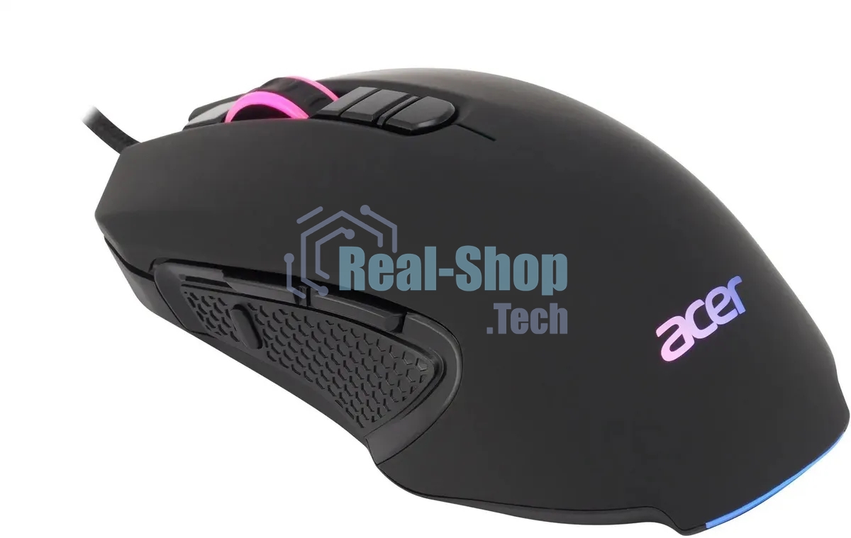 Мышь проводная Acer OMW160 черный, 6400 dpi, USB, кнопки - 8