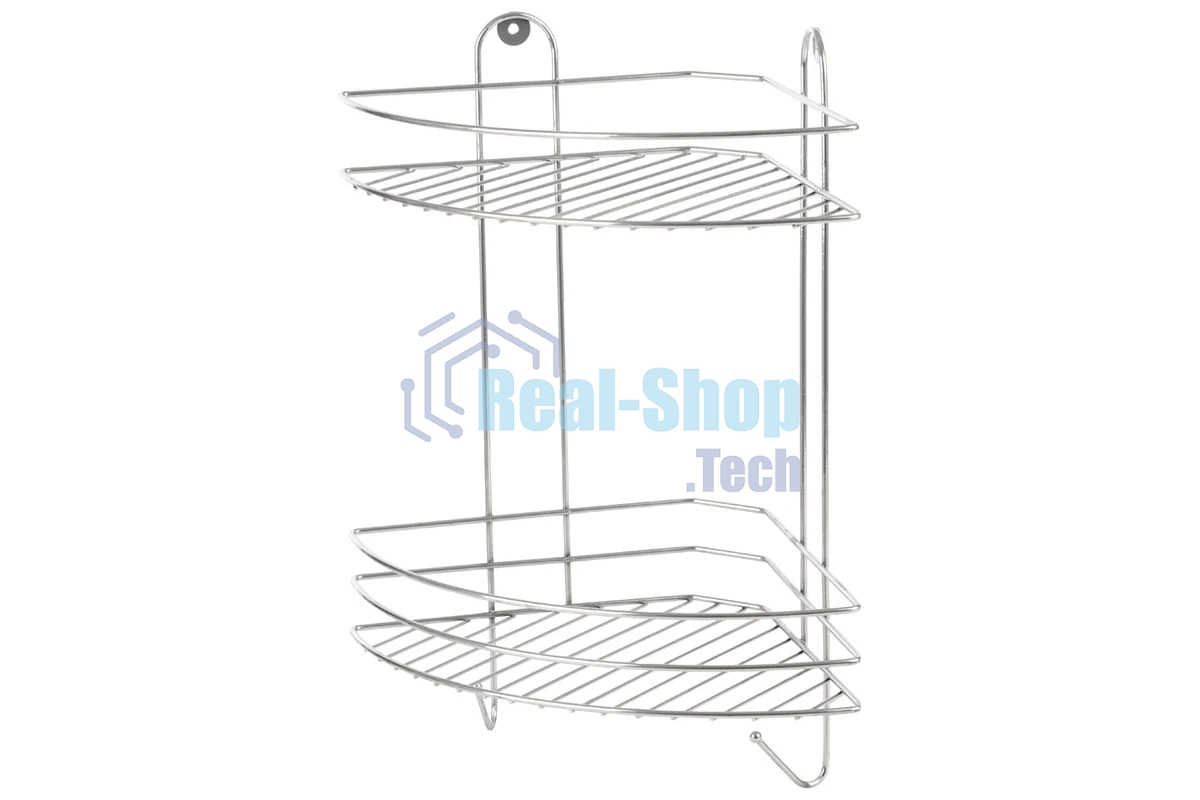 Полка угловая двухъярусная РЫЖИЙ КОТ Vento Plus 23*23*41,5 см хром (310848)