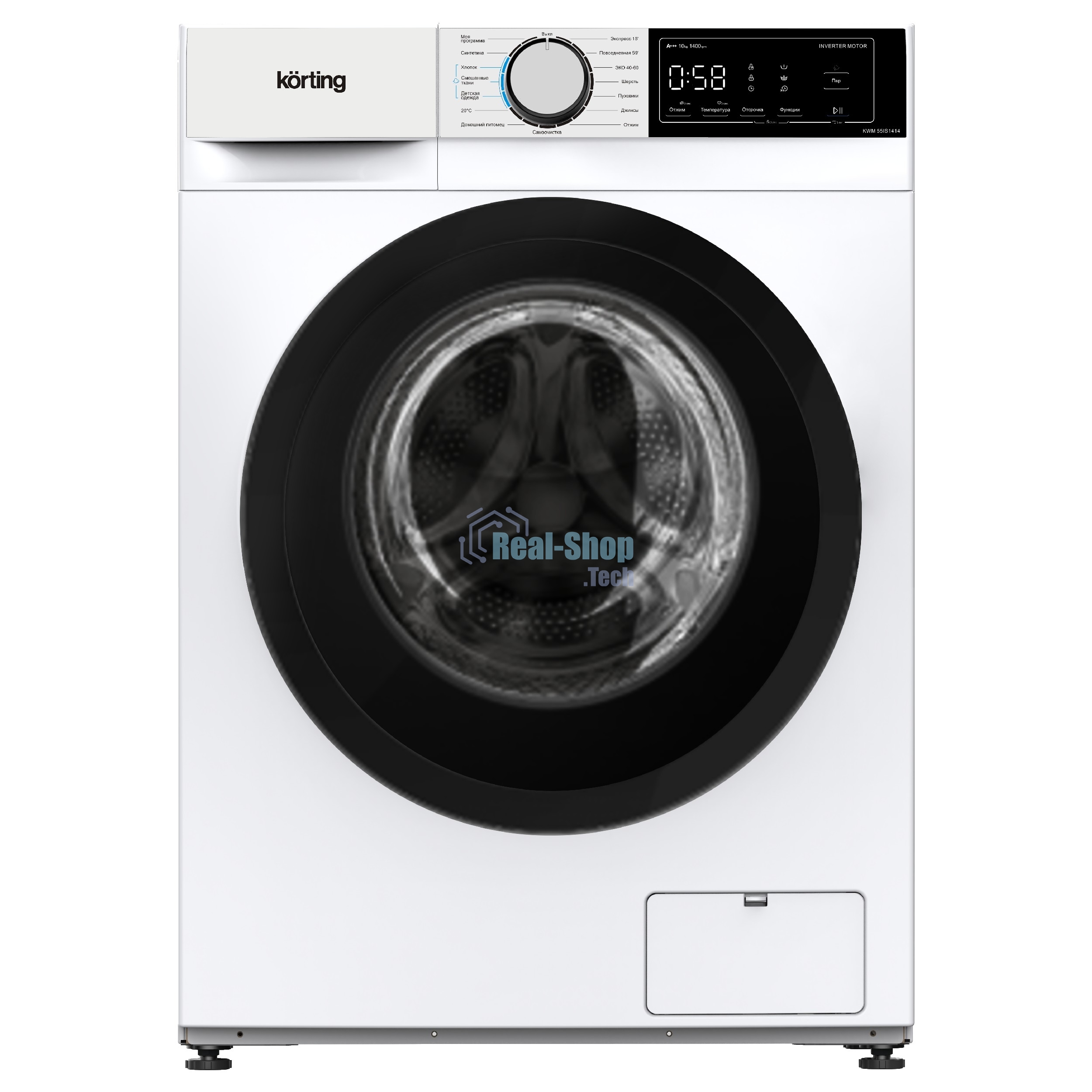 Стиральная машина Korting KWM 55IS1414 белая, загрузка фронтальная 10кг, 1400 об/мин., класс: A+++