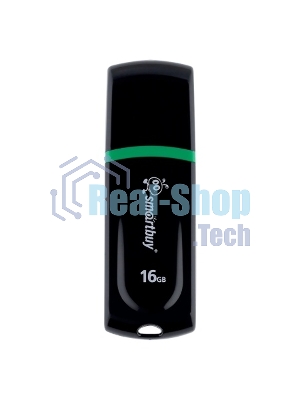 Флешка USB Smartbuy Paean Black (SB16GBPN-K), 16Gb, USB 2.0, R/W 15/5, черный/зеленый