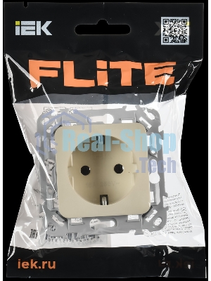 Розетка с заземлением без защитных шторок безвинтовое крепление 16А FLITE РС11-1-ФлСл сливочный