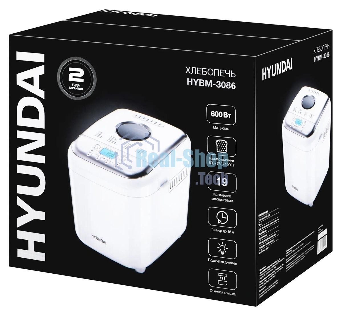 Хлебопечь Hyundai HYBM-3086 600Вт белый/серебристый