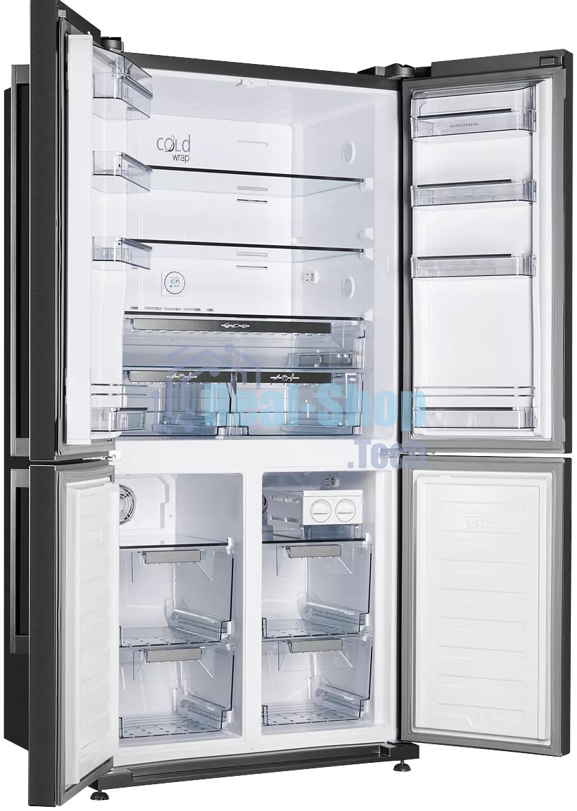 Холодильник Kuppersberg NMFV 18591 DX темный металл трехкамерный 390/170л морозилка снизу, No Frost, Side by Side