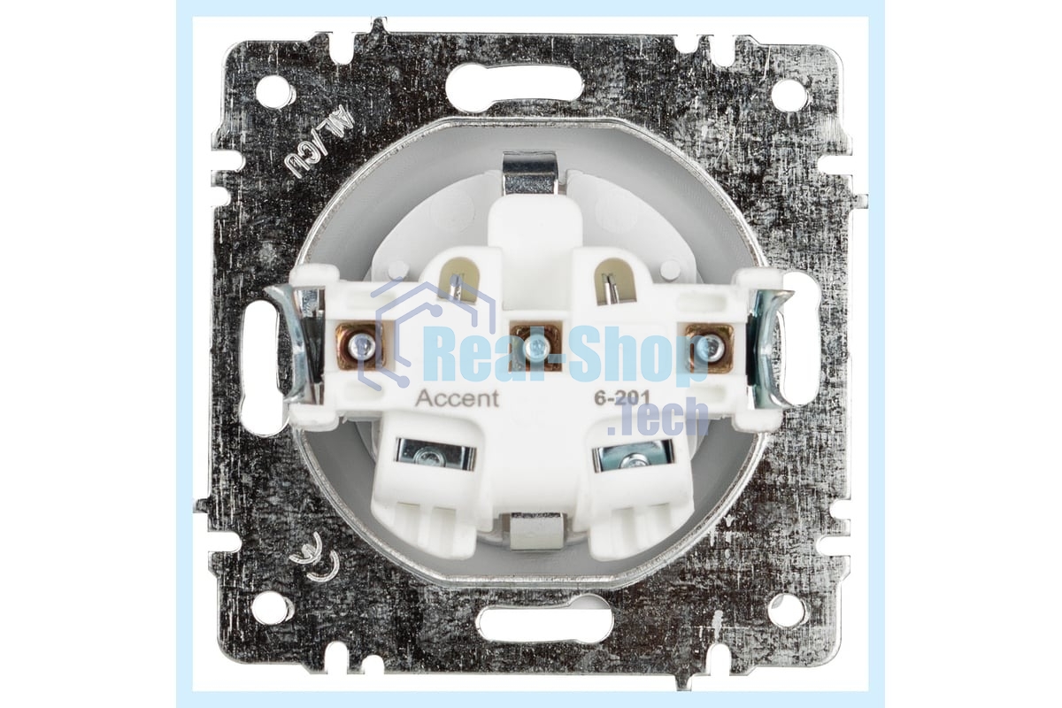 Розетка Intro Accent 6-201-01 2Р 16А-250В IP20 СУ AL/CU белый Б0063653