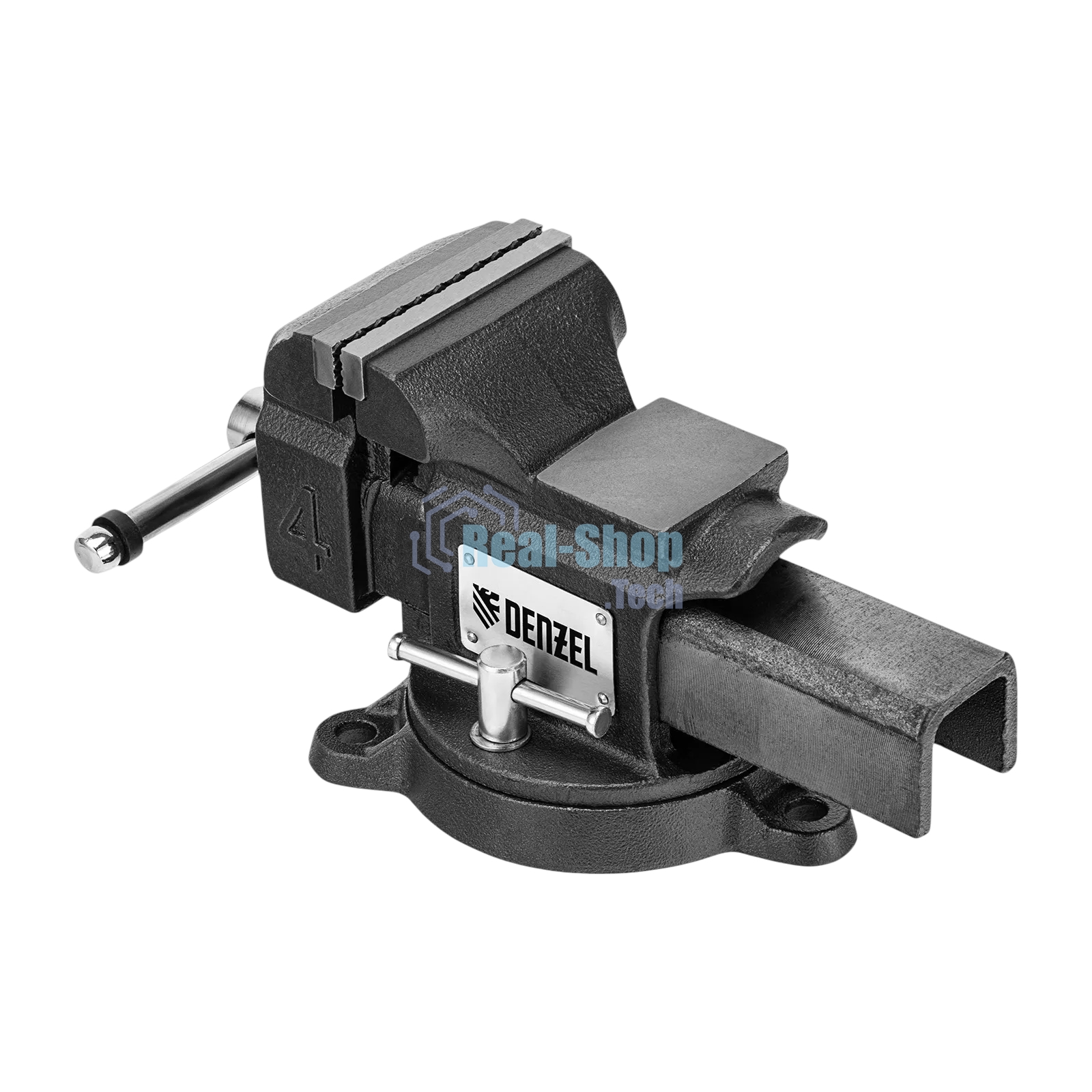 Тиски слесарные Denzel BVH-100 100 мм, поворотные, стальная направляющая, с наковальней