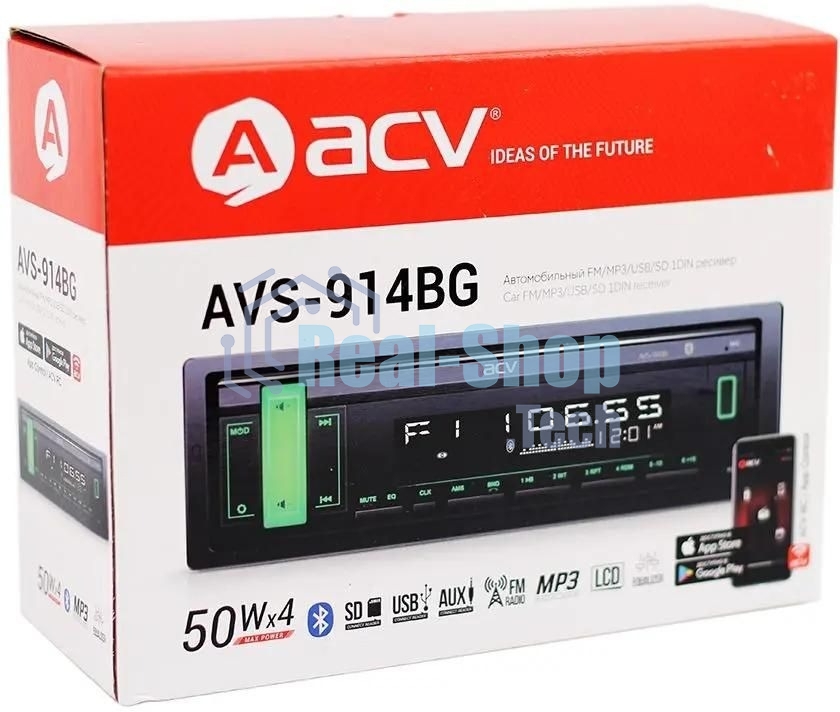 Автомагнитола ACV AVS-914BG, 1 DIN, Bluetooth, USB Type-A, AUX