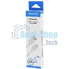 Кабель Maxvi MC-02 white USB-A - Type-C ток макс. нагрузки 2А, макс. напряжение 5V, длина кабеля 1м, материал PVC, белый