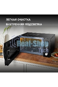 Микроволновая печь Hyundai HYM-D3028 черный/серебристый, 23 л, 900 Вт, переключатели - кнопки/поворотный механизм