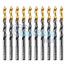 Сверло по металлу Denzel 6,5 мм, HSS-Tin, Golden Tip, 10 шт.