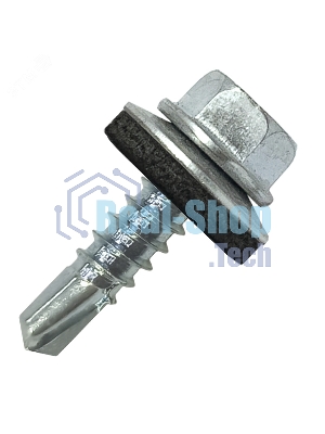 Саморез кровельный Руфкомплект 4.8х19 по металлу сверло №2 шайба d=14мм с EPDM прокладкой оцинкованный