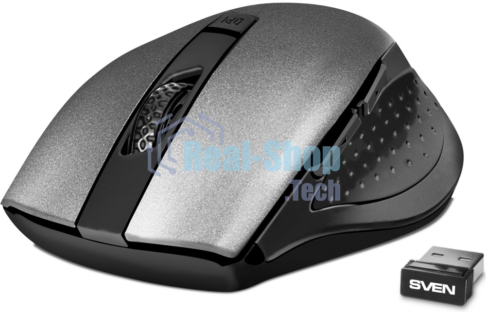 Мышь беспроводная SVEN RX-425W серый, 1600 dpi, радиоканал, USB, кнопки - 6