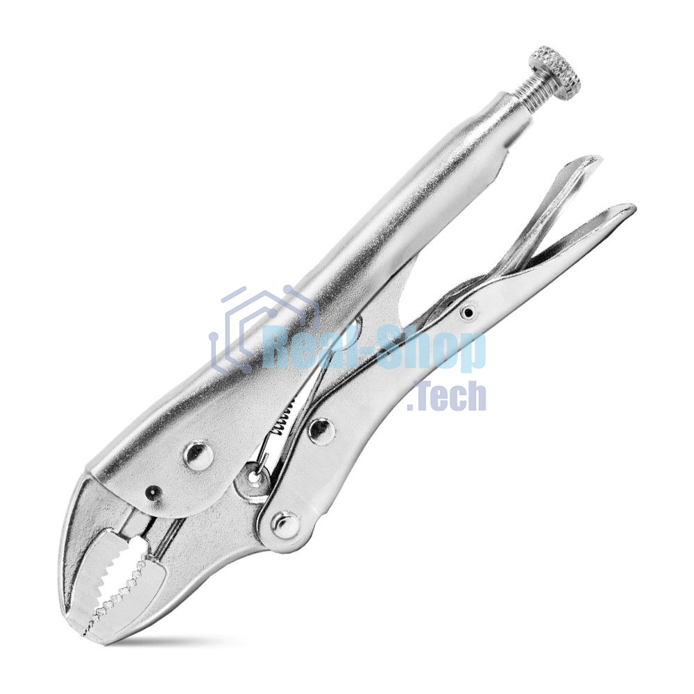 Зажимные клещи с изогнутыми губками Deli DL109107Z 180мм, рабочий ход 50мм, регулировочный винт