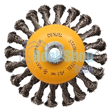 Щетка для УШМ Denzel 125 мм, М14, тарелка, крученая нержавеющая проволока 0,5 мм