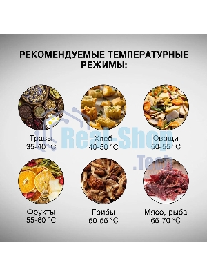 Сушка для фруктов и овощей Hyundai HYFD-P1203 12под. 500 Вт, черный