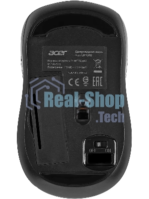 Мышь беспроводная Acer OMR302 черный, 1200 dpi, радиоканал, USB, кнопки - 3