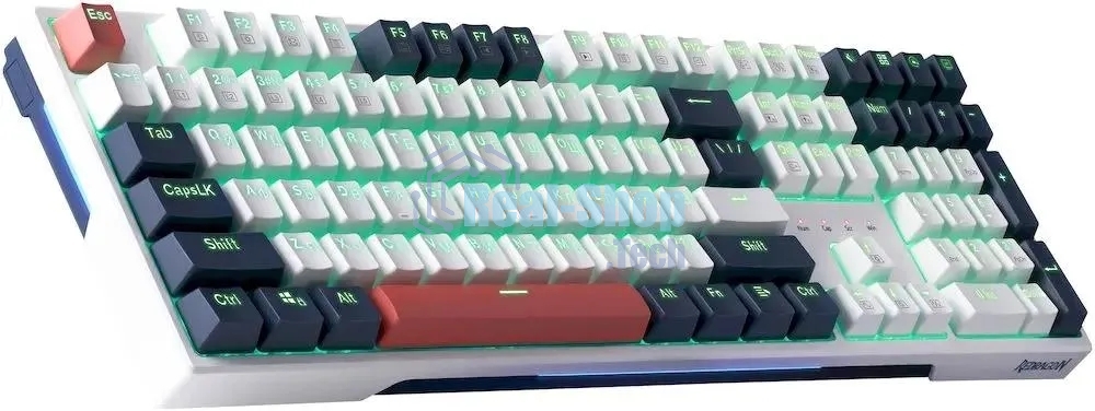 Клавиатура проводная Redragon Whisper, USB, белый + синий