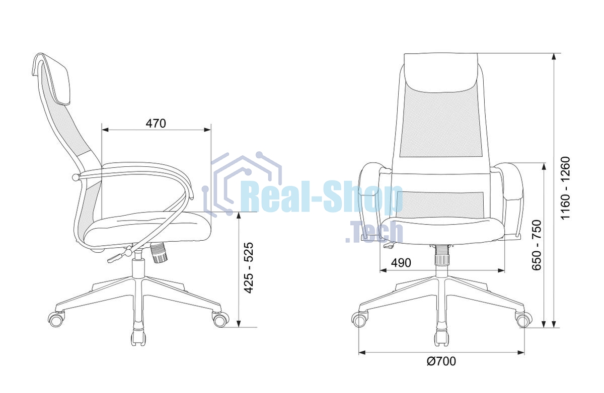 Кресло руководителя Бюрократ CH-607 TW-02 светло-серый, сиденье черный, сетка/ткань, с подголов. крестовина пластик