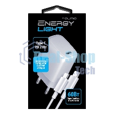 Сетевое зарядное устройство Qumo Energy light PD 35Вт (Charger 0067), 1 USB Type-C, + кб 1м, 60Вт.