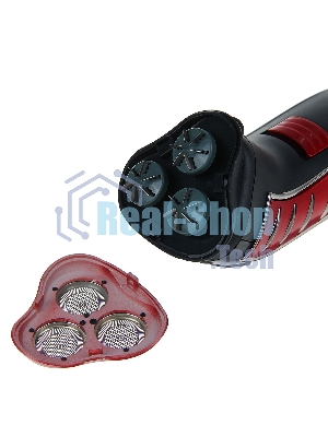 Электробритва Sakura SA-5414RB красно-черный(Бритва электрическая, сухое бритье, работа от аккумулятора. 3 бреющие головки. Индикатор заряда батарейки. Защитная крышка. Щеточка для очистки.)