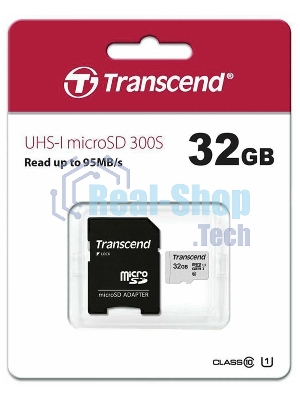 Флеш карта Micro SecureDigital 32Gb Transcend TS32GUSD300S-A MicroSDHC Class 10 UHS-I, SD adapter