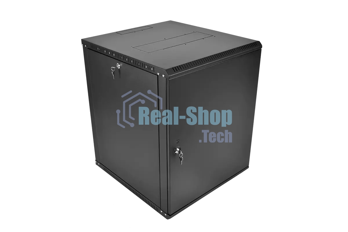 Шкаф телекоммуникационный настенный разборный ЦМО ЭКОНОМ 12U (600 x 520) дверь металл, черный (ШРН-Э-12.500.1-9005)