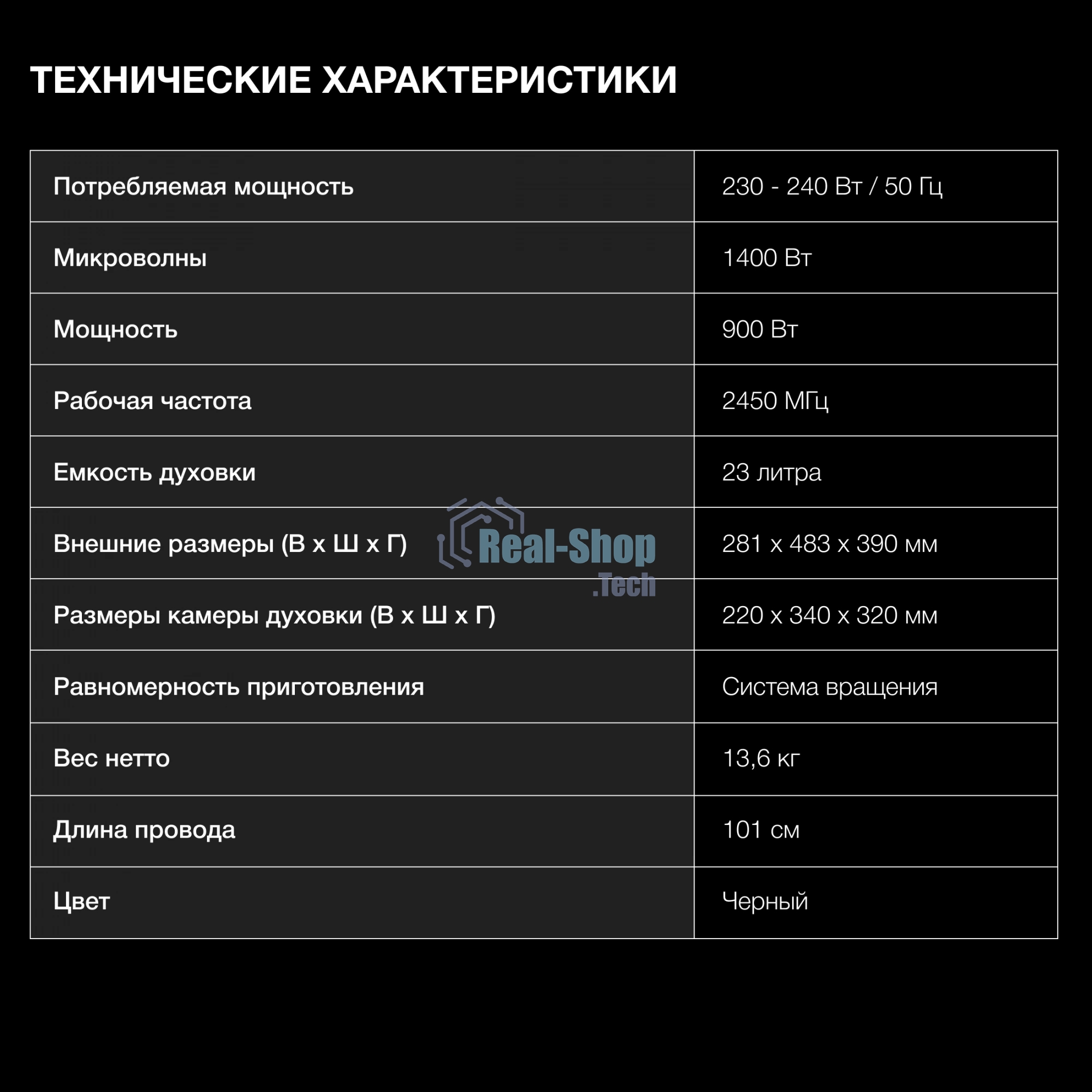 Микроволновая печь Hyundai HYM-D3028 черный/серебристый, 23 л, 900 Вт, переключатели - кнопки/поворотный механизм