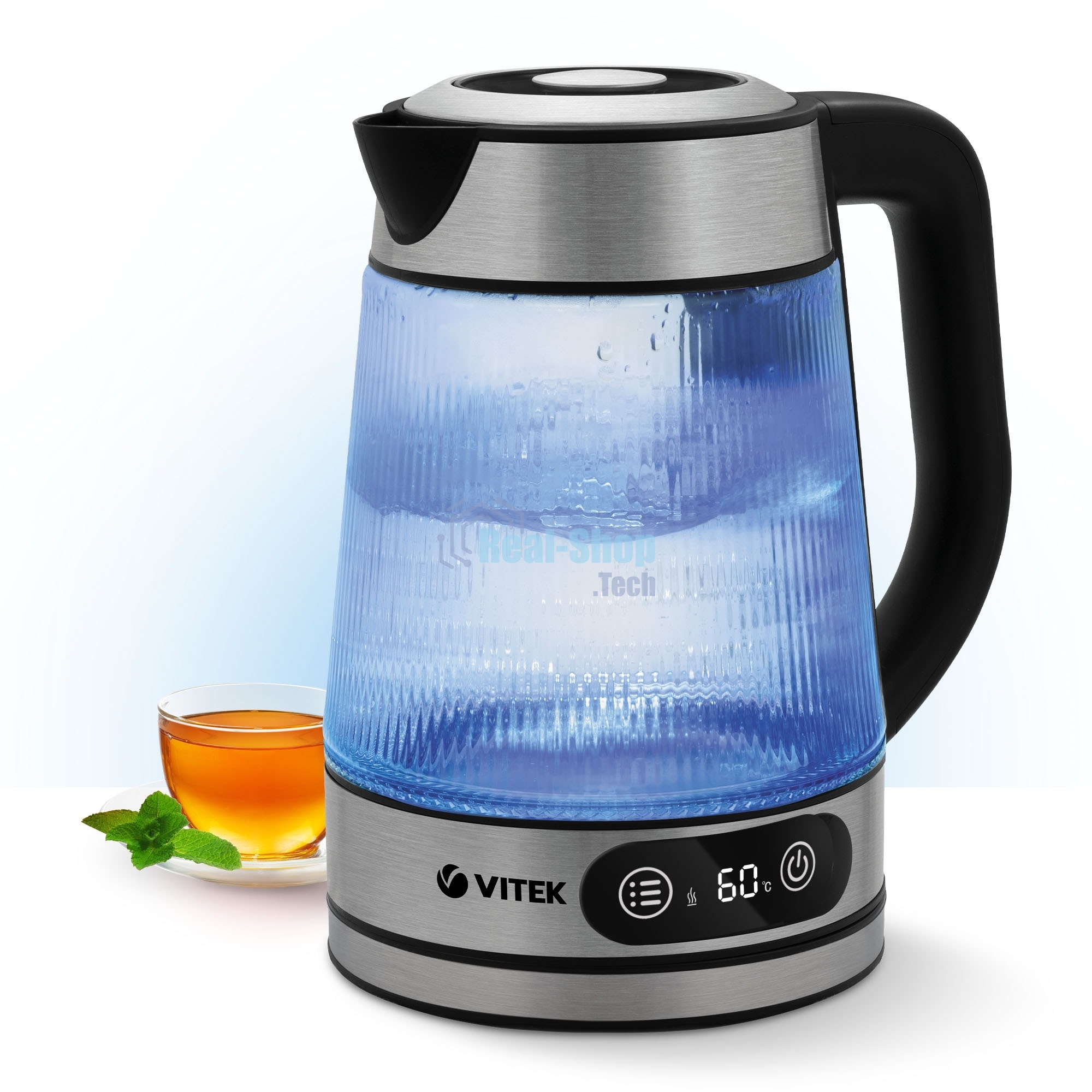 Чайник электрический Vitek VT-8825 1.8л. 2200Вт прозрачный корпус: стекло