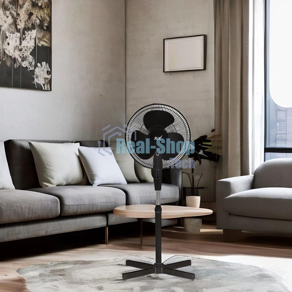 Вентилятор бытовой напольный Rix RSF-3000B, черный