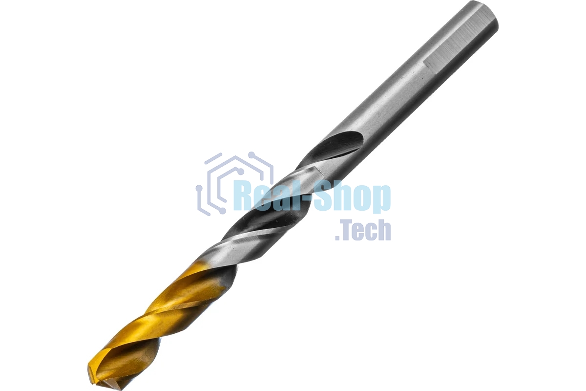 Сверло спиральное по металлу Denzel 8,5 x 117мм, Р6М5, Golden Tip, многогранная заточка